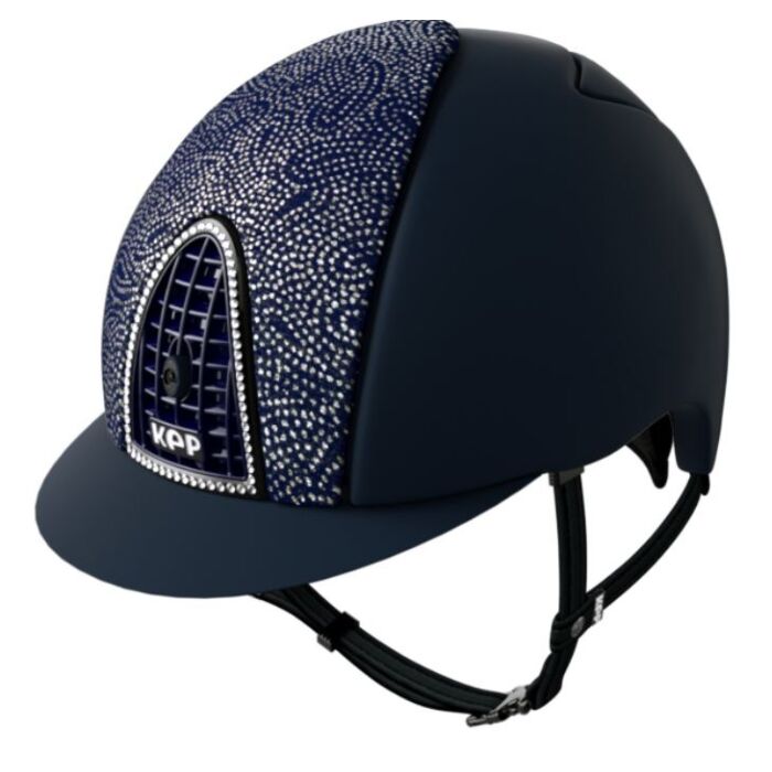 Cap KEP Italia Cromo Textile blauw | voorinzet damask, Swarovski frame