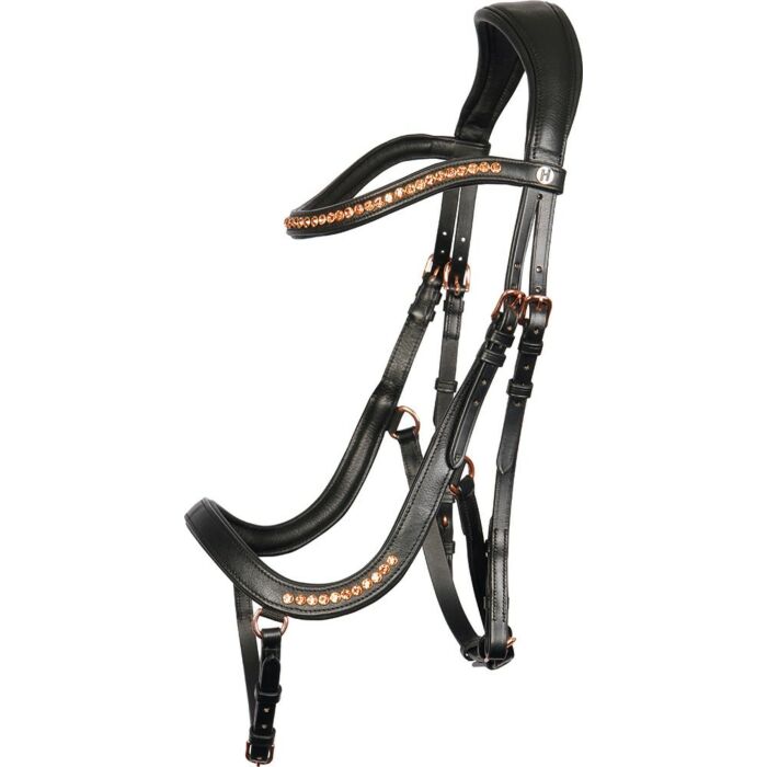 Hoofdstel Harry's Horse Rosegold Anatomic Zwart Cob