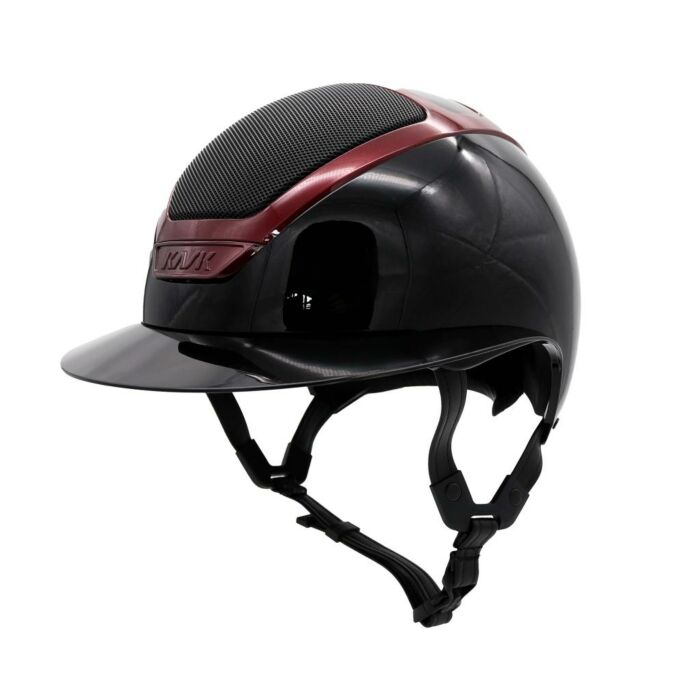 Rijhelm KASK Star Lady Pure Shine Black met Custom Burgundy Frame – Maat 56
