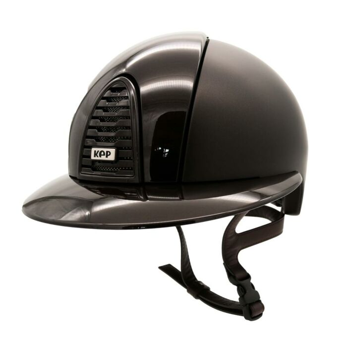 Rijhelm KEP Italia Cromo 2.0 Textile Bruin Polo met Polish Bruine Voor- en Achterzijde, Klep, Frame, Grill en Button – Maat M 