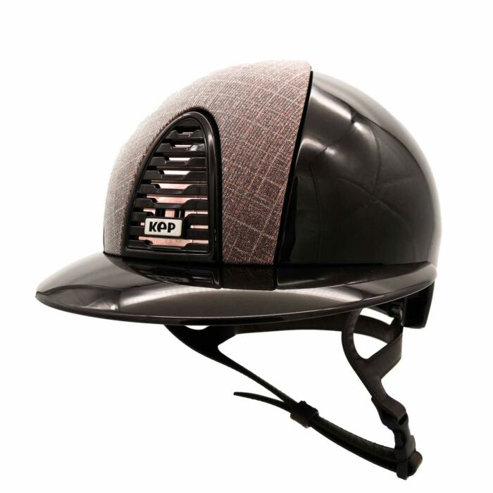 Rijhelm KEP Italia Cromo 2.0 Polo Polish Bruin met Galassia Pink Voorzijde, Rose Gold Subdetails en Bruin Lederen Kinband – Maat M 
