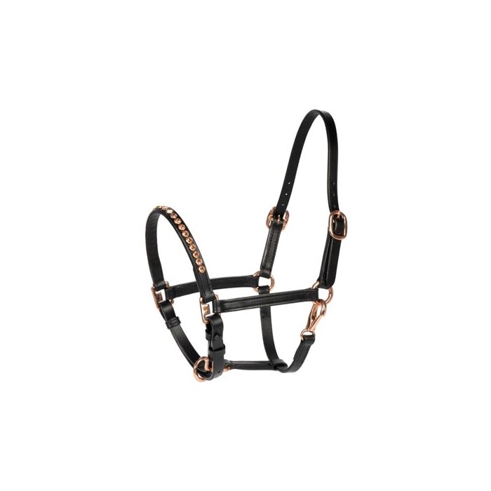 Veulenhalster Harry's Horse leder Crystal Rosegold Zwart Veulen