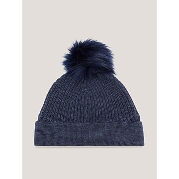 Muts Tommy Hilfiger Rib-Knit Pom Pom Indigo Blue