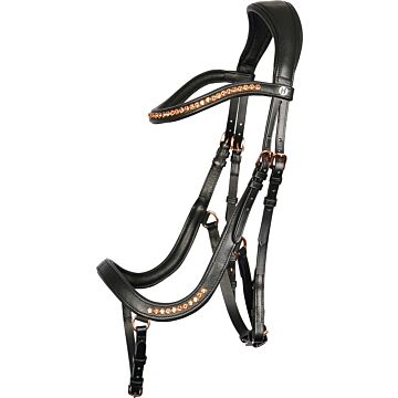Hoofdstel Harry's Horse Rosegold Anatomic Zwart Cob