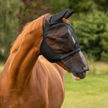 Vliegenmasker QHP met afneembare neusflap Zwart Mini Shetland
