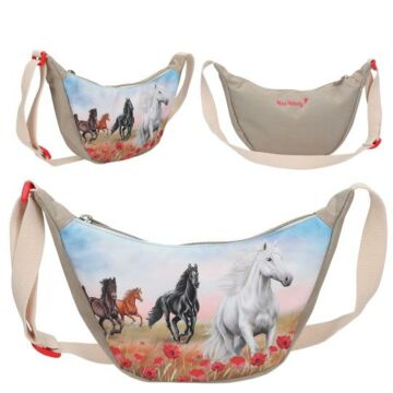 Kleine halfronde schoudertas Miss Melody Poppysand