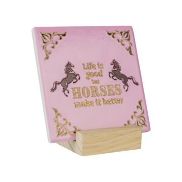 Tegeltje Horka met standaard Life is good Tegeltje Horka met standaard Life is good