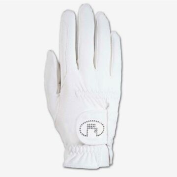 Paardrijhandschoen Roeckl Lisboa grip swarovski Wit