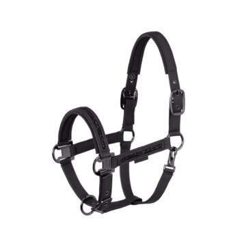 Halster Eskadron Platinum Faux Leather Jewel DP Black