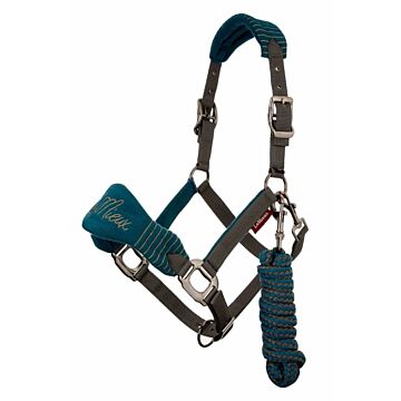 Halster LeMieux Vogue Fleece Headcollar & Rope Peacock/grijs