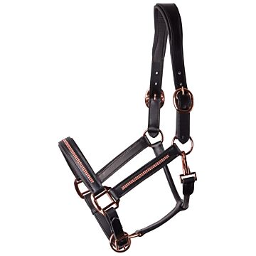 Halster Harry's Horse Leder Metallic Zwart-Rosegold 
