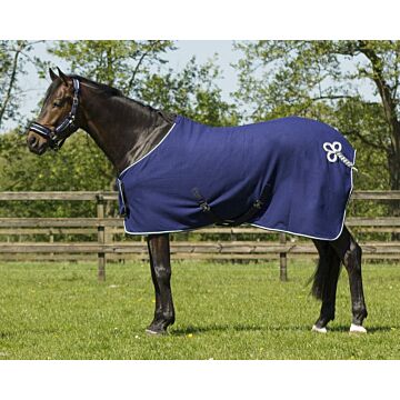Fleecedeken QHP met ornament blauw
