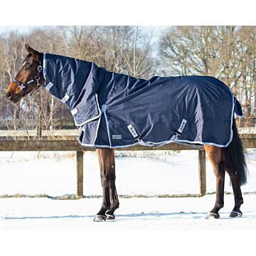 Regendeken QHP Turnout Vaste Hals 300 gram blauw