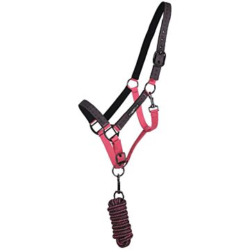 Halsterset met turnout QHP Collection roze