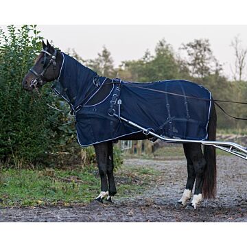 Tuigvliegendeken QHP +hals Blauw 