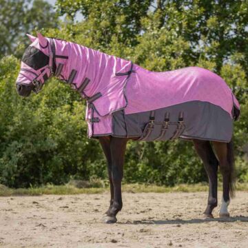 Vliegendeken QHP Collection with neck & hood Cheery pink