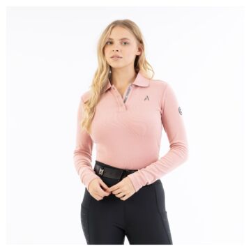 Polo Anky Long Sleeve Polo Top Bridal Rose