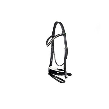 Hoofdstel LJ Leathers New Pro Dressage Zwart/Wit